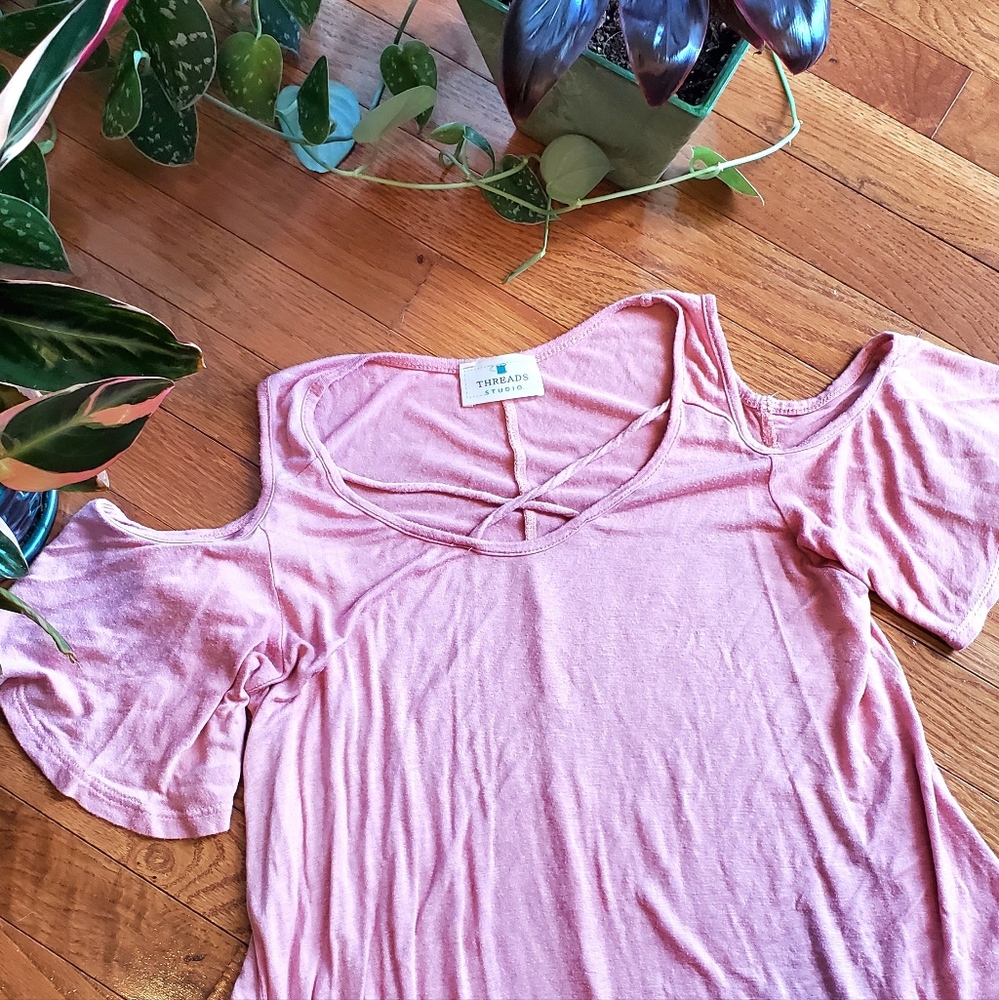 Flowy cold-shoulder top